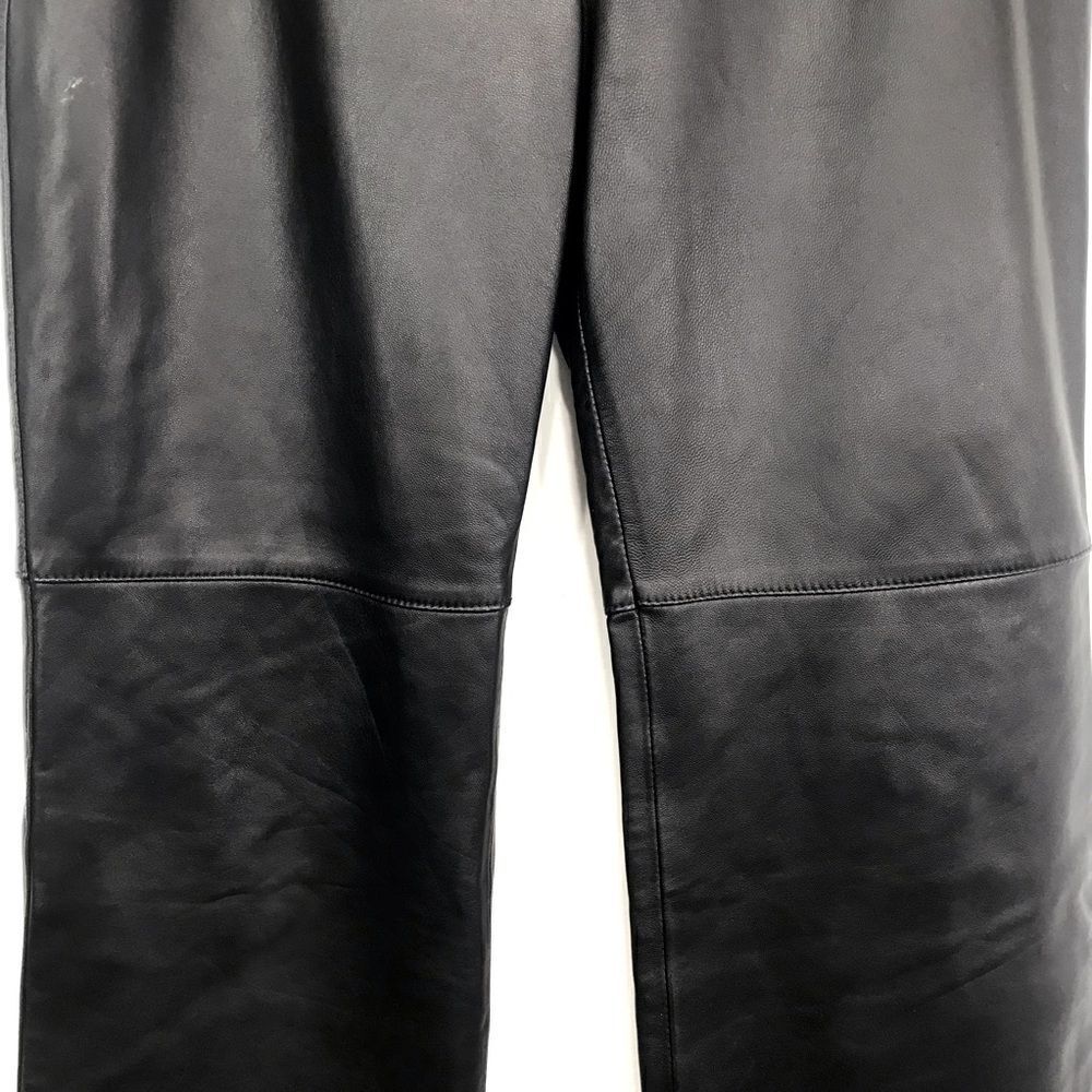 St. John Sport Black 100% Leather Straight Leg Zip Pocket Ankle Pants - Picture 4 of 16